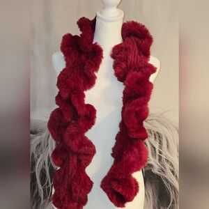 Luxurious Red Faux Fur Scarf